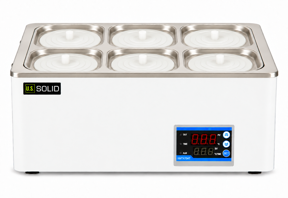 Laboratory Thermostatic Water Bath, 20L, Dry-Run Protection, ±1°C Control, 6 Openings with Drain Hose