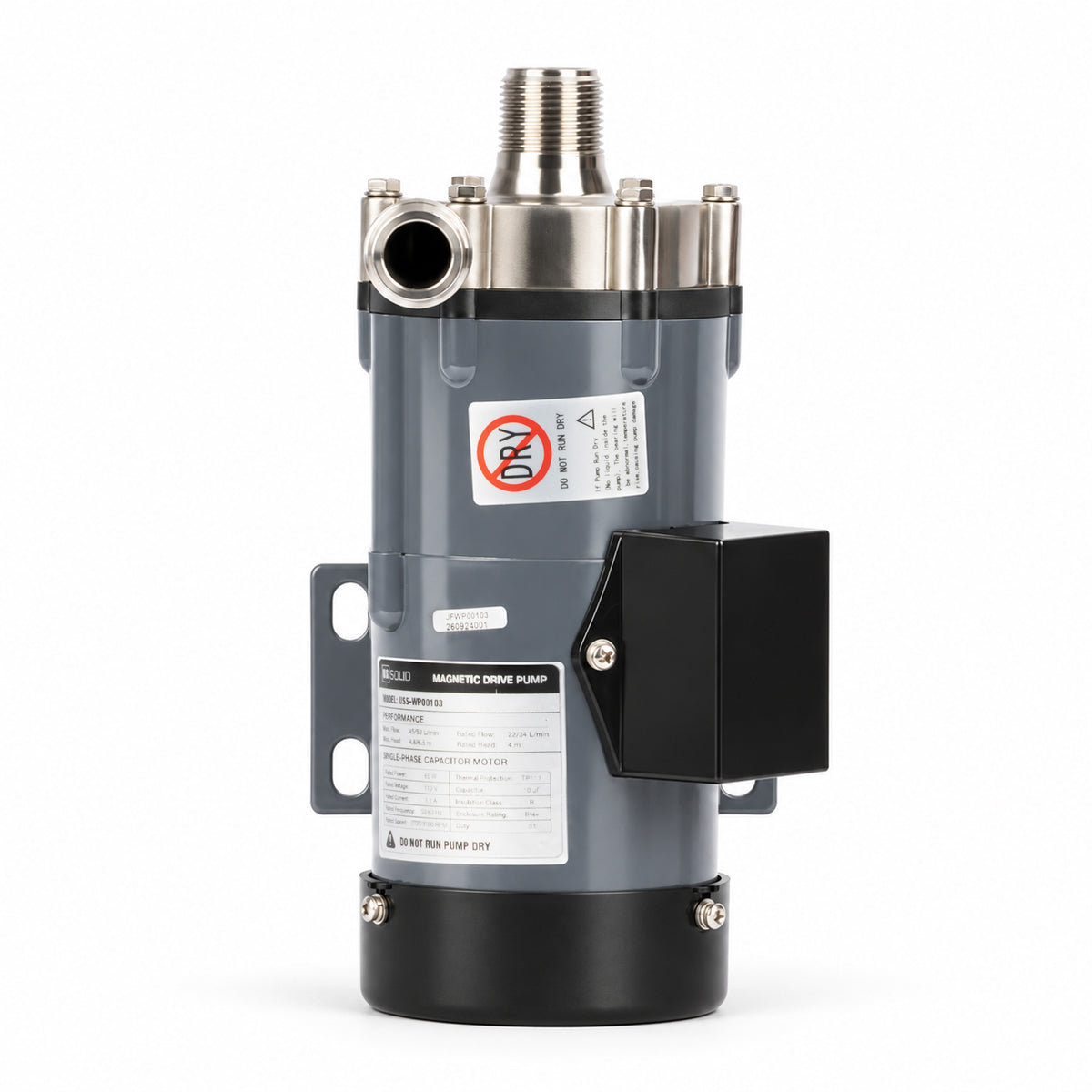 Pompe à entraînement magnétique, acier inoxydable 316, 13,7 GPM, 3/4" NPT, 110 V