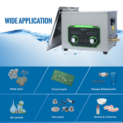 منظف ​​بالموجات فوق الصوتية ميكانيكي سعة 3 لتر - آلة تنظيف بالموجات فوق الصوتية من الفولاذ المقاوم للصدأ بسعة 0.8 جالون وتردد 40 كيلوهرتز للاستخدام الصناعي والمجوهرات