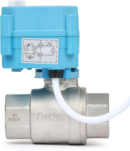 Motorbetriebenes Kugelventil aus Edelstahl 316 mit wasserdichter Abdeckung, 110–230 V AC, voller Durchgang, Schutzart IP67, 2-adrige automatische Rückstellung, normalerweise geschlossen