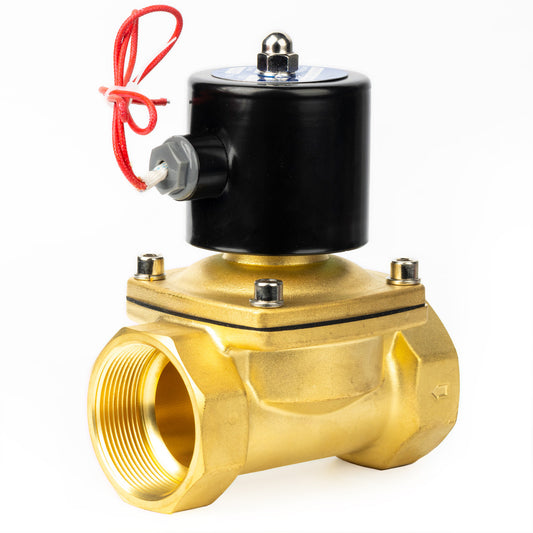 U.S. Solid Electric Solenoid Valve- 2" 110V AC Solenoid Valve Brass Body Normally Closed, VITON SEAL