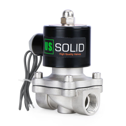 Válvula solenoide de 3/4” - Válvula eléctrica de acero inoxidable de 24 V CC, normalmente abierta, sello de Viton