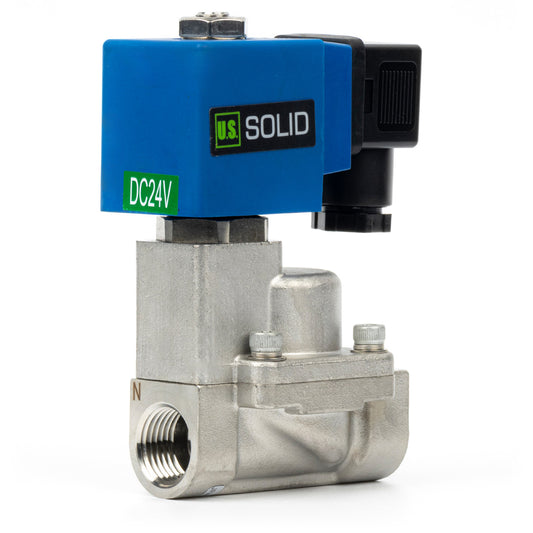 High Pressure Solenoid Valve - 1/2" Stainless Steel 100 bar, 24V DC High-Pressure High-Temperature Resistance Solenoid Valve, 248℉