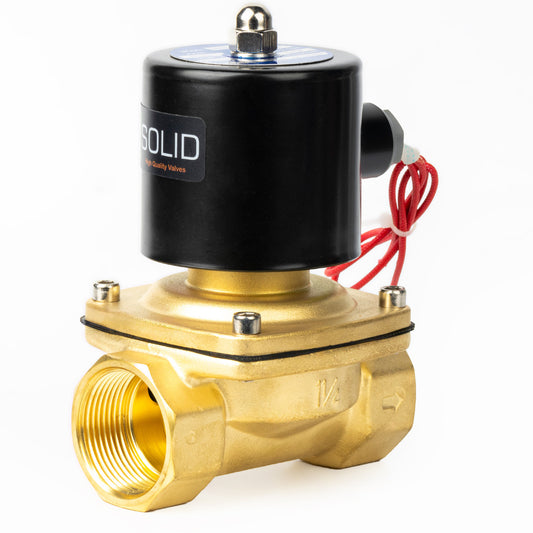 U.S. Solid Solenoid Valve- 1-1/4" 110V AC Brass Electric Solenoid Valve, Normally Closed, VITON Seal