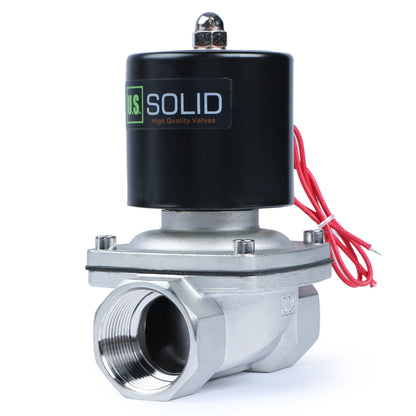 Válvula solenoide de 1-1/4" - Válvula solenoide eléctrica de acero inoxidable de 12 V CC, normalmente abierta, sello de Viton