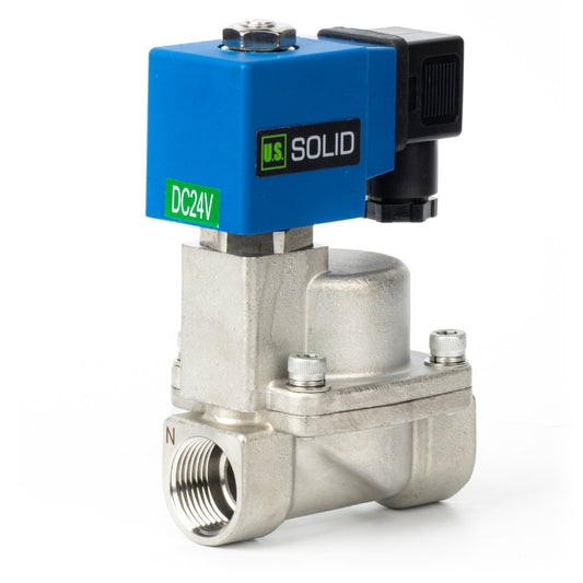 High Pressure Solenoid Valve - 3/4" Stainless Steel 100 bar, 24V DC High-Pressure High-Temperature Resistance Solenoid Valve, 248℉