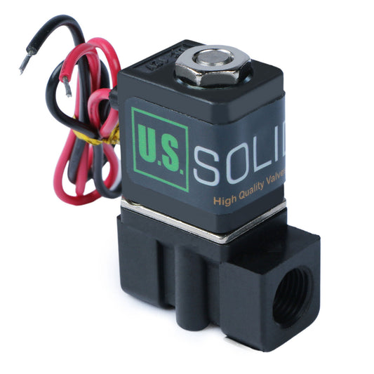 U.S. Solid Electric Solenoid Valve- 1/4" 12V DC Solenoid Valve Plastic (Nylon) Body Normally Closed, NBR SEAL