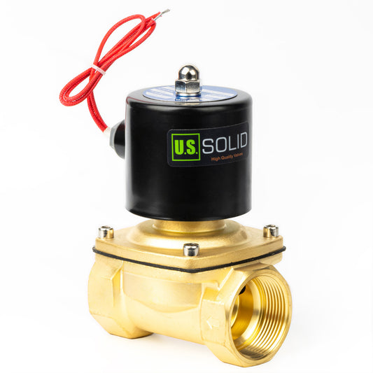 U.S. Solid Solenoid Valve- 1-1/2" 110V AC Brass Electric Solenoid Valve, Normally Closed, VITON Seal