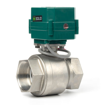 2" Motorized Ball Valve - Stainless Steel 2-wire Auto Return, 9-24V AC/DC Electric Ball Valve with Full Port, , Normally Closed