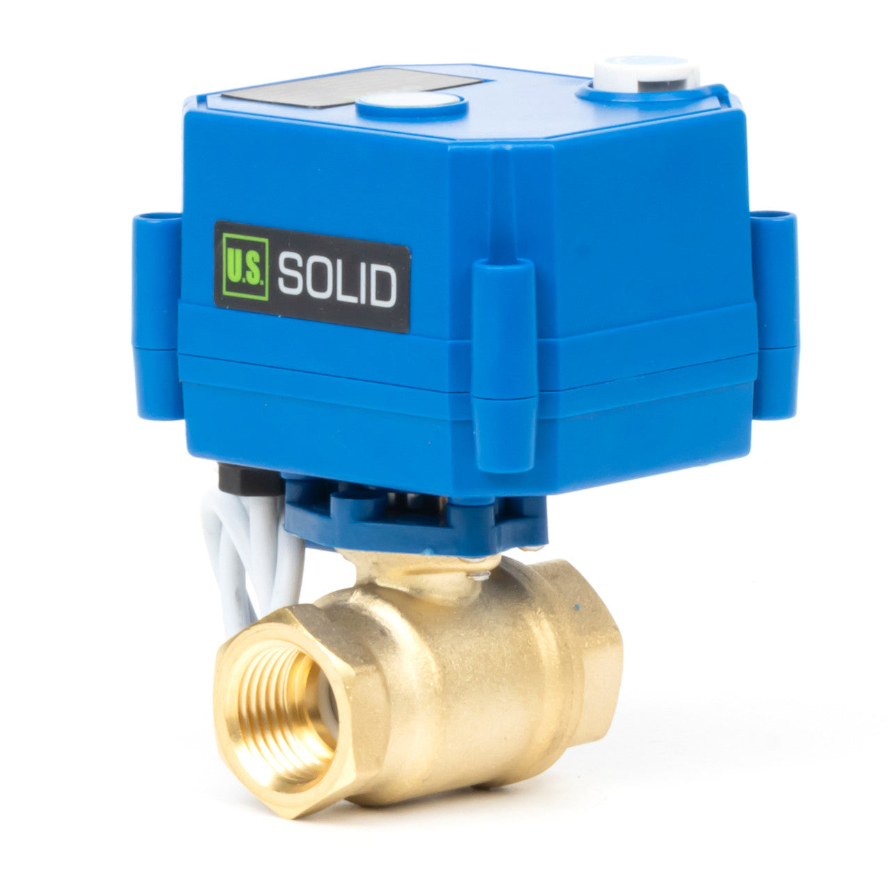 1/2" Motorized Ball Valve with Manual Function - 2 Wire Auto Return, Brass, 85-265V AC, Full Port, Normally Closed