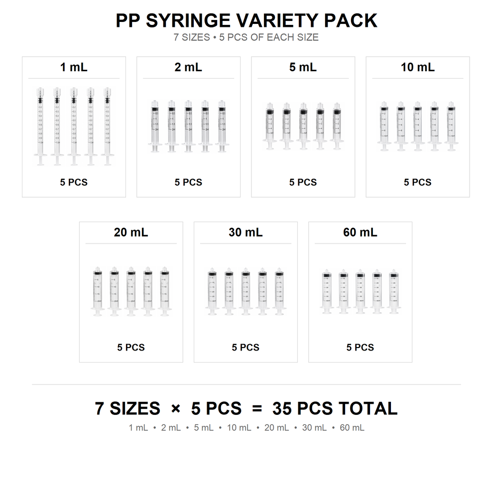 Syringe Starter Kit for Laboratory Syringe Pumps, 1/2/5/10/20/30/60 mL ...