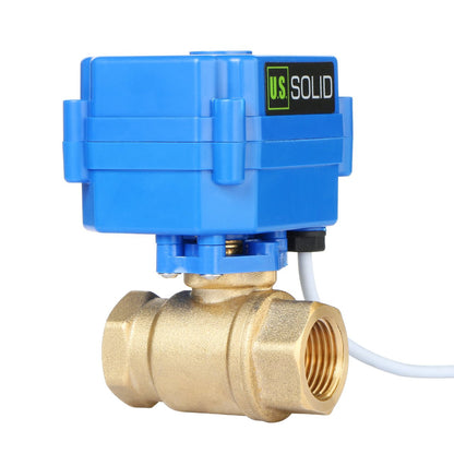 U.S. Solid Motorized Ball Valve- 1/2” Brass Electrical Ball Valve with Full Port, 9-24 V AC/DC, 2 Wire Auto Return