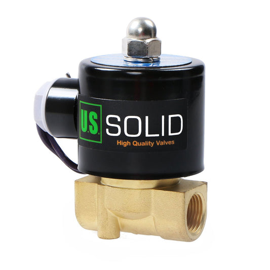 U.S. Solid Electric Solenoid Valve- 3/8" 12V DC Solenoid Valve Brass Body Normally Closed, VITON SEAL