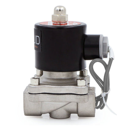 Válvula solenoide eléctrica sólida de EE. UU. - Válvula solenoide de 1/2" 24 V CC Cuerpo de acero inoxidable Normalmente cerrado, SELLO DE VITON