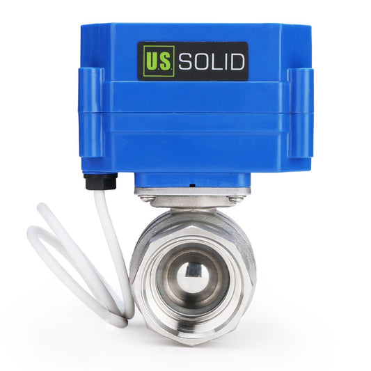 U.S. Solid Motorized Ball Valve- 1” Stainless Steel Electrical Ball Valve with Full Port, 9-24 V AC/DC, 2 Wire Auto Return