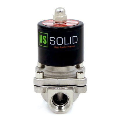 Válvula solenoide eléctrica sólida de EE. UU. - Válvula solenoide de 1/2" 12 V CC Cuerpo de acero inoxidable Normalmente cerrado, SELLO DE VITON