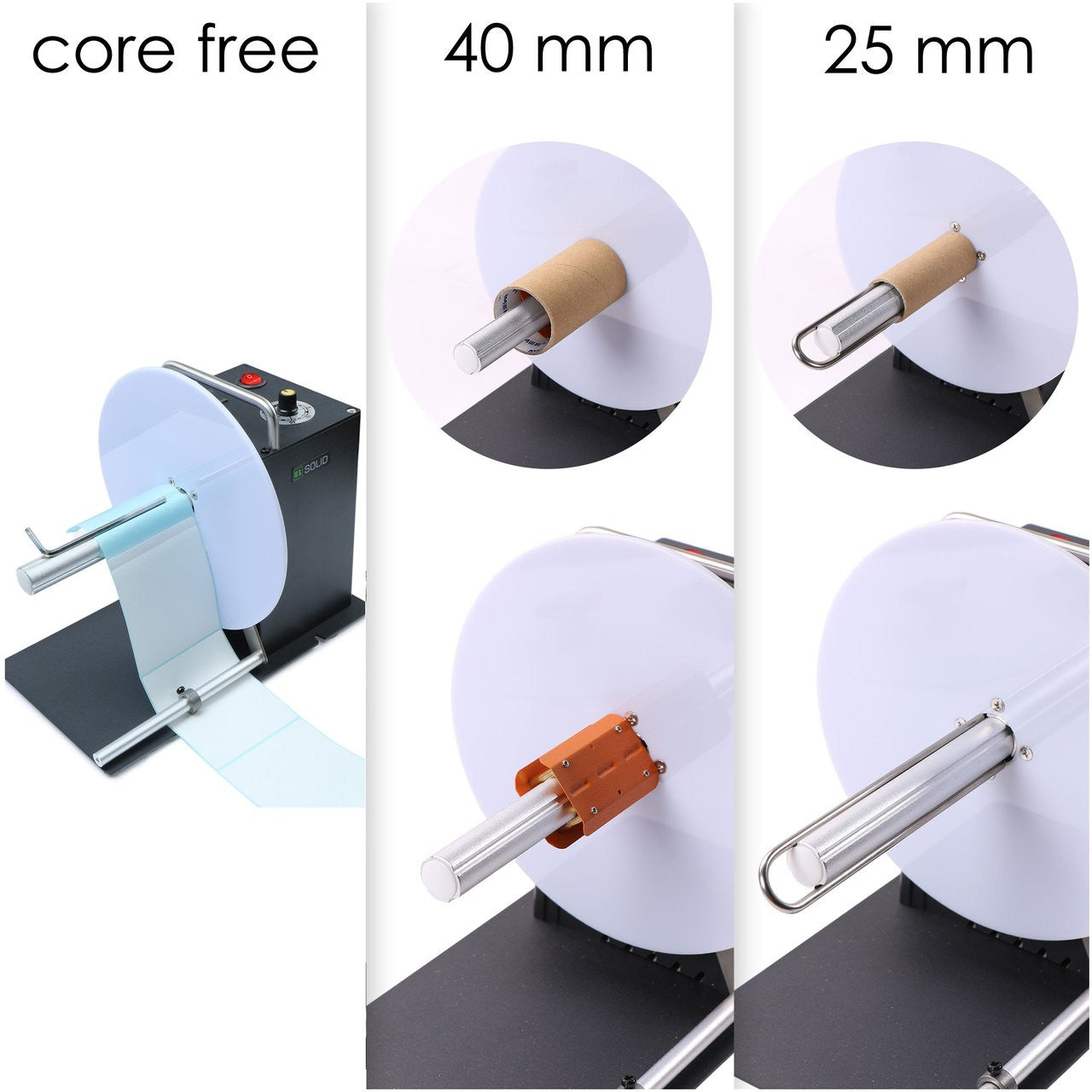 Automatic Label Rewinder, 1"/1.5" Core Holder, Max Label Width 3.15"