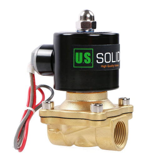 U.S. Solid Electric Solenoid Valve - 1/2" 24V AC Solenoid Valve Brass Body Normally Closed, VITON SEAL