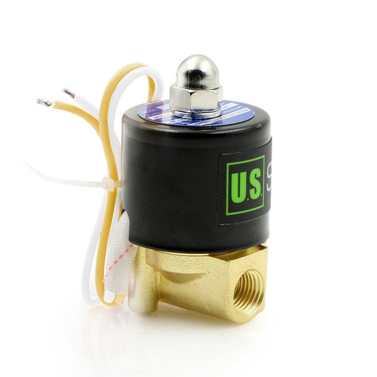 U.S. Solid Electric Solenoid Valve- 1/4" 110V AC Solenoid Valve Brass Body Normally Closed, VITON SEAL