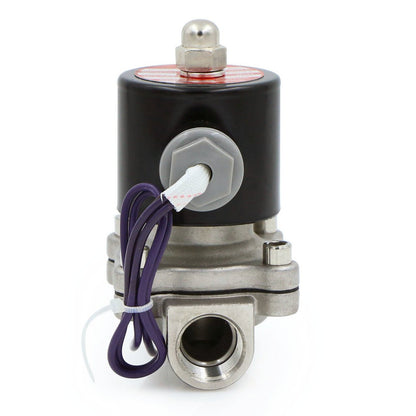 Válvula solenoide eléctrica sólida de EE. UU. - Válvula solenoide de 1/2" 12 V CC Cuerpo de acero inoxidable Normalmente cerrado, SELLO DE VITON