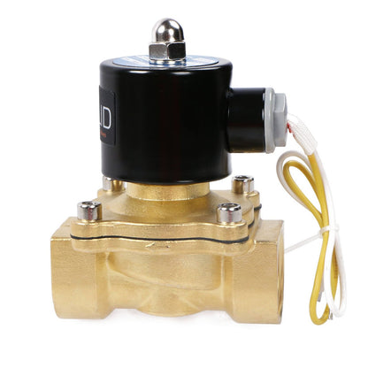 Válvula solenoide eléctrica sólida de EE. UU. - Válvula solenoide de 1" 110 V CA Cuerpo de latón normalmente cerrado, SELLO DE VITON