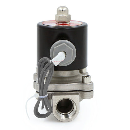 Válvula solenoide eléctrica sólida de EE. UU. - Válvula solenoide de 1/2" 24 V CC Cuerpo de acero inoxidable Normalmente cerrado, SELLO DE VITON