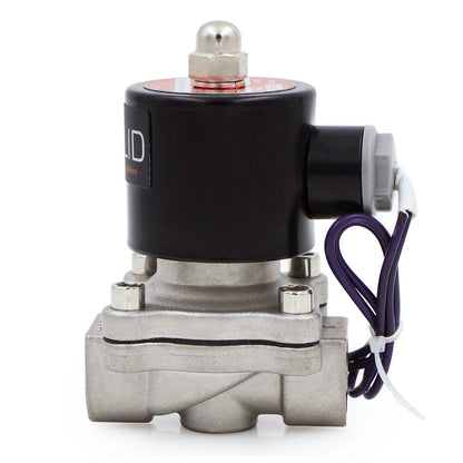 Válvula solenoide eléctrica sólida de EE. UU. - Válvula solenoide de 1/2" 12 V CC Cuerpo de acero inoxidable Normalmente cerrado, SELLO DE VITON