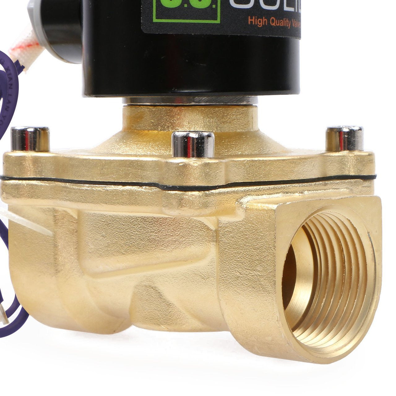 U.S. Solid Electric Solenoid Valve- 1" 12V DC Solenoid Valve Brass Body Normally Closed, VITON SEAL