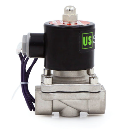 Válvula solenoide eléctrica sólida de EE. UU. - Válvula solenoide de 1/2" 12 V CC Cuerpo de acero inoxidable Normalmente cerrado, SELLO DE VITON