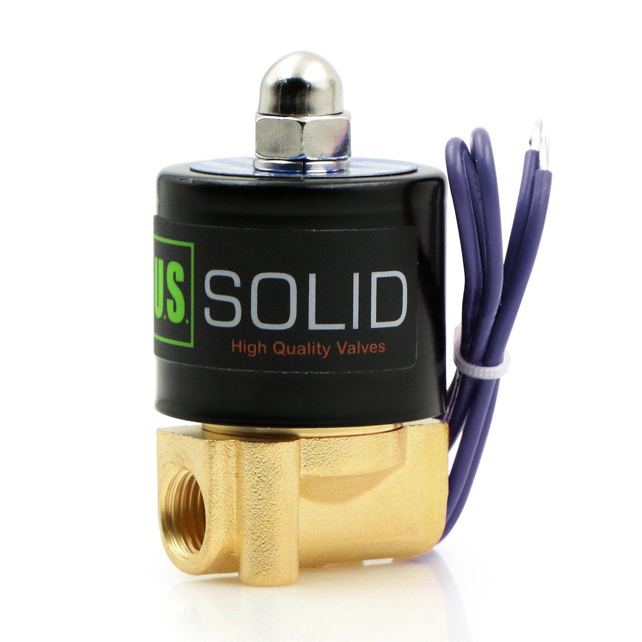 Válvula solenoide eléctrica sólida de EE. UU. - Válvula solenoide de 1/4" 12 V CC Cuerpo de latón normalmente cerrado, SELLO DE VITON