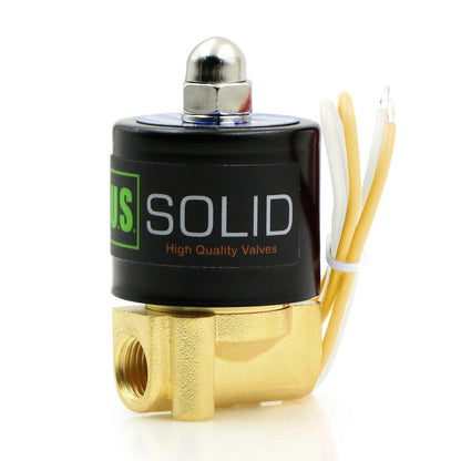 Válvula solenoide eléctrica sólida de EE. UU. - Válvula solenoide de 1/4" 110 V CA Cuerpo de latón normalmente cerrado, SELLO DE VITON 