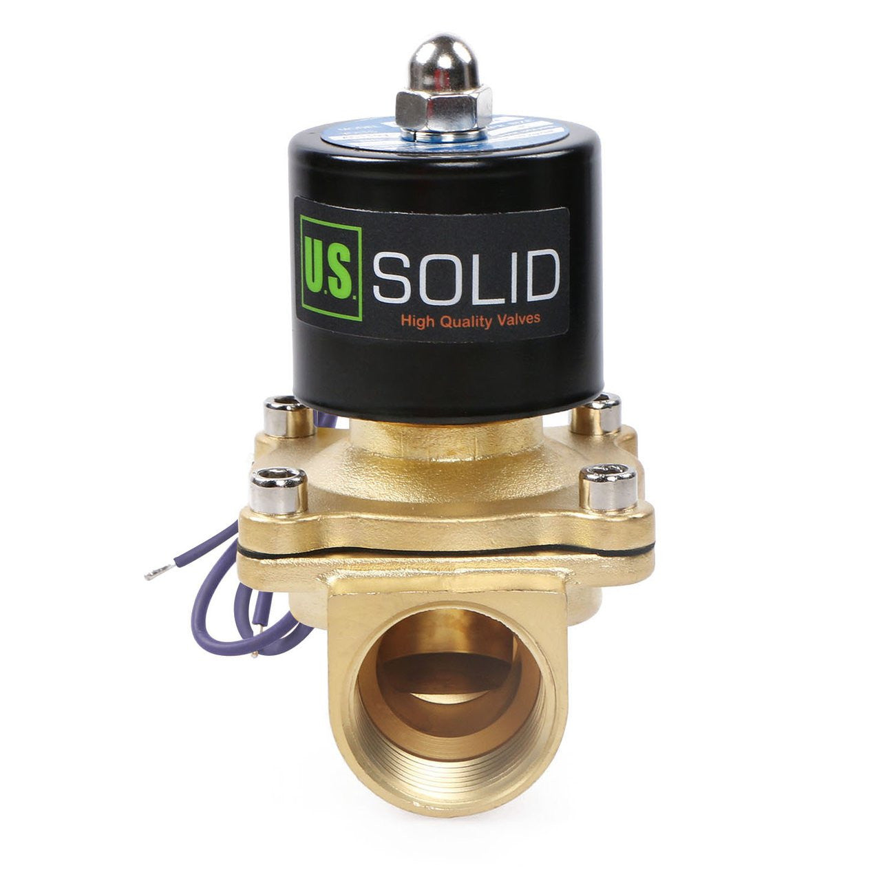 U.S. Solid Electric Solenoid Valve- 1" 12V DC Solenoid Valve Brass Body Normally Closed, VITON SEAL