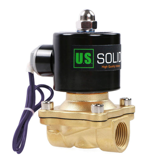 U.S. Solid Electric Solenoid Valve- 1/2" 12V DC Solenoid Valve Brass Body Normally Closed, VITON SEAL