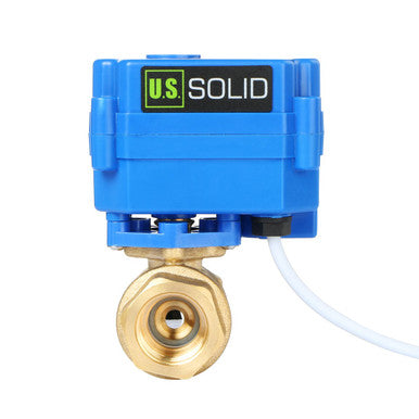 U.S. Solid Motorized Ball Valve- 1/2” Brass Electrical Ball Valve with Full Port, 9-24 V AC/DC, 2 Wire Auto Return